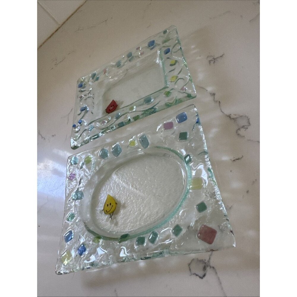 Vintage Clear Glass Rectangular Trinket Tray Soap Dish Includes (2) - Picture 3 of 14